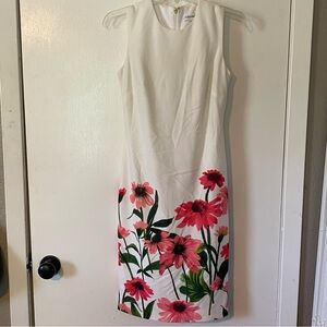 White and Pink Floral Calvin Klein Dress